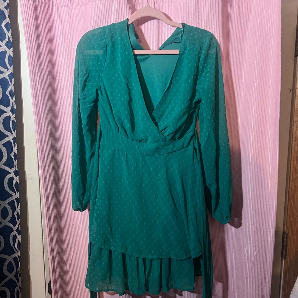 Elegant Green Wrap Dress